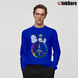 Men’s Snoopy Peace And Love Hippie Style Long-Sleeve Shirt in royal blue | Sleek, Lightweight, Year-Round Wear