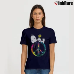 Women’s Snoopy Peace And Love Hippie Style Signature T-Shirt in navy | Soft, Flattering Fit