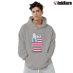 Men’s Snoopy Peanuts American Flag House Pullover Hoodie in sport grey | Cozy, Durable, Modern Fit