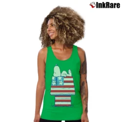 Women’s Snoopy Peanuts American Flag House Tank Top in irish green | Lightweight, Movement-Friendly