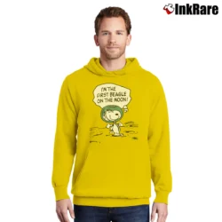 Men’s SNOOPY PEANUTS Beagle On The Moon Pullover Hoodie in yellow | Cozy, Durable, Modern Fit