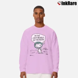 Men’s SNOOPY PEANUTS Beagle On The Moon Long-Sleeve Shirt in light pink | Sleek, Lightweight, Year-Round Wear