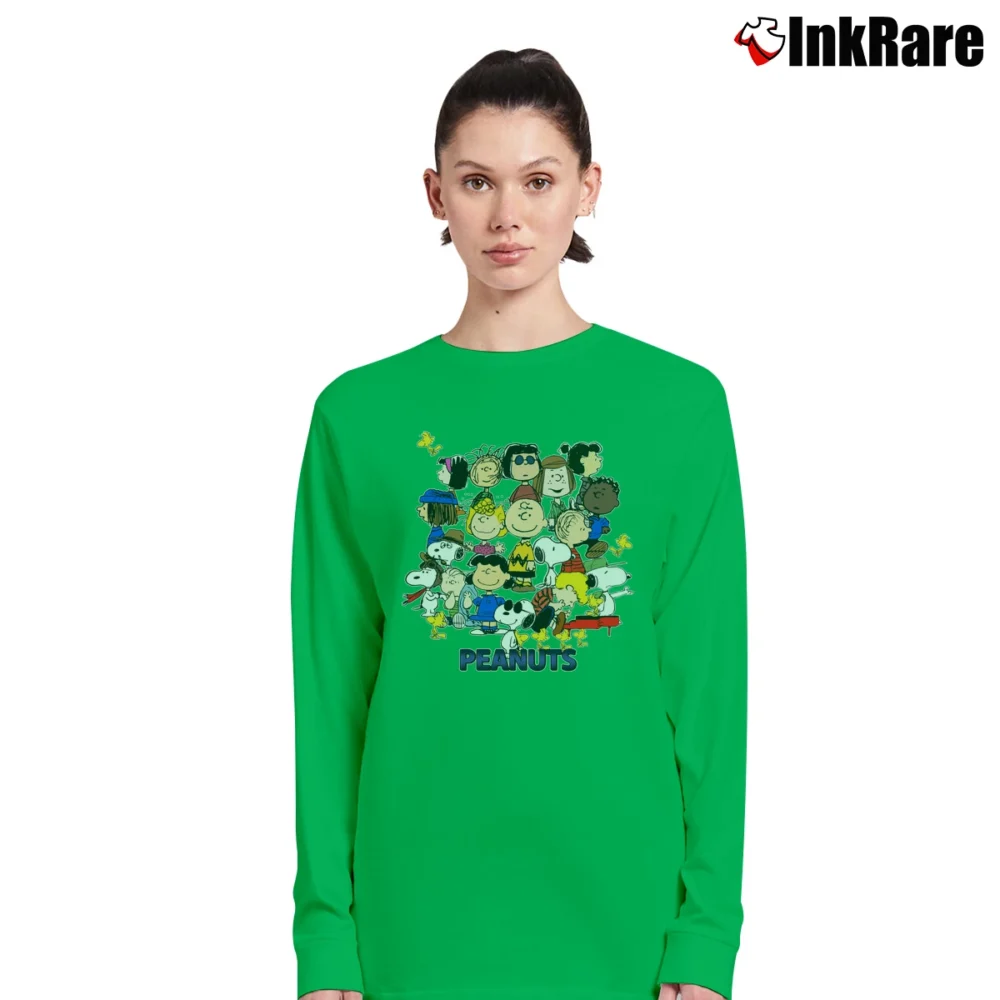 Women’s Snoopy Peanuts Cartoon Long-Sleeve Top in irish green | Sleek, Versatile, All-Season