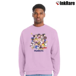 Men’s Snoopy Peanuts Cartoon Crewneck Sweatshirt in light pink | Cozy Fabric, Clean Style