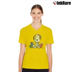 Women’s Snoopy Peanuts Cartoon V-Neck Tee in yellow | Chic Neckline, Soft Texture