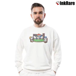 Men’s Snoopy Peanuts Dogs Playing Poker Crewneck Sweatshirt in white | Cozy Fabric, Clean Style