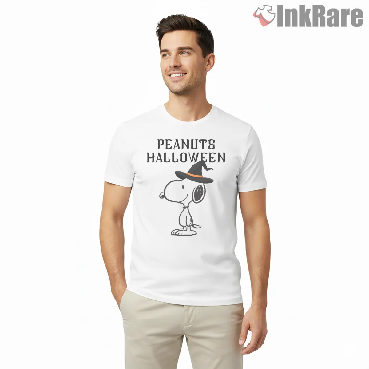 Snoopy Peanuts Halloween Witch Hat Short Sleeve White Snoopy Peanuts Halloween Witch Hat Shirt on white short sleeve shirt for men graphic tee