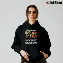 Women’s Snoopy Peanuts Happiness Is Hockey Season Cozy Hoodie in black | Warm, Structured, Stylish