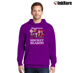 Men’s Snoopy Peanuts Happiness Is Hockey Season Pullover Hoodie in purple | Cozy, Durable, Modern Fit
