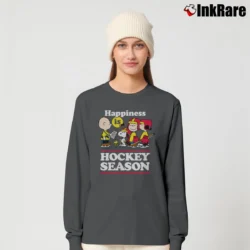 Women’s Snoopy Peanuts Happiness Is Hockey Season Long-Sleeve Top in charcoal | Sleek, Versatile, All-Season