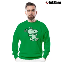 Men’s Snoopy Peanuts Hug Crewneck Sweatshirt in irish green | Cozy Fabric, Clean Style