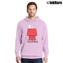Men’s Snoopy Peanuts Living The Dream Classic Pullover Hoodie in light pink | Cozy, Durable, Modern Fit