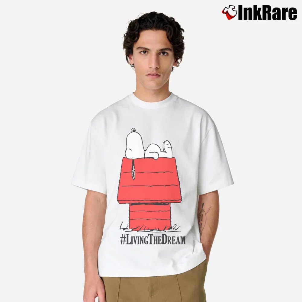 Men’s Snoopy Peanuts Living The Dream Classic Classic T-Shirt in white | Soft, Breathable Everyday Wear