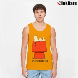 Men’s Snoopy Peanuts Living The Dream Classic Tank Top in orange | Breathable, Active-Friendly Design