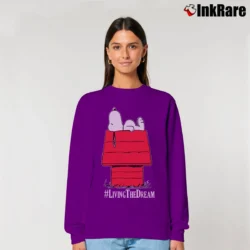 Women’s Snoopy Peanuts Living The Dream Relaxed Sweatshirt in purple | Soft, Laid-Back Vibe