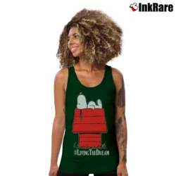 Women’s Snoopy Peanuts Living The Dream Tank Top in forest green | Lightweight, Movement-Friendly