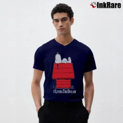 Men’s Snoopy Peanuts Living The Dream V-Neck Tee in navy | Sharp, Breathable, Everyday Staple