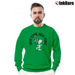 Men’s Snoopy Peanuts New York Big Logo Crewneck Sweatshirt in irish green | Cozy Fabric, Clean Style