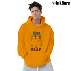 Men’s Snoopy Peanuts Olaf Spellout Cartoon Pullover Hoodie in orange | Cozy, Durable, Modern Fit