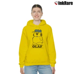 Women’s Snoopy Peanuts Olaf Spellout Cartoon Cozy Hoodie in yellow | Warm, Structured, Stylish