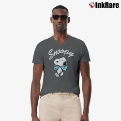 Men’s Snoopy Peanuts Pink Cartoon V-Neck Tee in charcoal | Sharp, Breathable, Everyday Staple