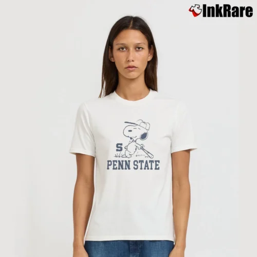 Snoopy Peanuts Playing Penn State Nittany Lions Baseball Women’s Tee in white – Effortless Style Women’s Snoopy Peanuts Playing Penn State Nittany Lions Baseball T-Shirt in white | Soft, Flattering Fit