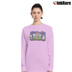 Women’s Snoopy Peanuts Poker Cards Graphic Long-Sleeve Top in light pink | Sleek, Versatile, All-Season