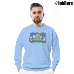 Men’s Snoopy Peanuts Poker Cards Graphic Crewneck Sweatshirt in light blue | Cozy Fabric, Clean Style