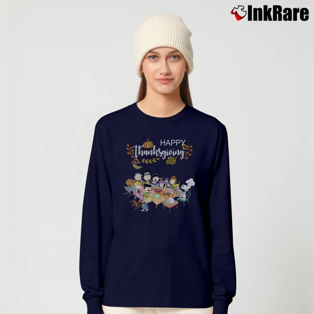 Women’s Snoopy Peanuts Thanksgiving Friends Party Long-Sleeve Top in navy | Sleek, Versatile, All-Season