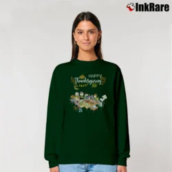 Women’s Snoopy Peanuts Thanksgiving Friends Party Relaxed Sweatshirt in forest green | Soft, Laid-Back Vibe