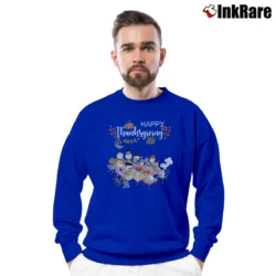Men’s Snoopy Peanuts Thanksgiving Friends Party Crewneck Sweatshirt in royal blue | Cozy Fabric, Clean Style