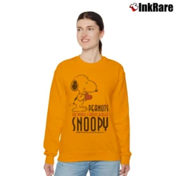 Women’s Snoopy Peanuts The World Famous Beagle Cartoon Relaxed Sweatshirt in orange | Soft, Laid-Back Vibe
