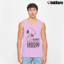 Men’s Snoopy Peanuts The World Famous Beagle Cartoon Tank Top in light pink | Breathable, Active-Friendly Design