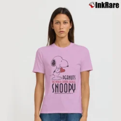 Women’s Snoopy Peanuts The World Famous Beagle Signature T-Shirt in light pink | Soft, Flattering Fit