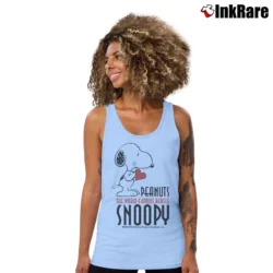 Women’s Snoopy Peanuts The World Famous Beagle Tank Top in light blue | Lightweight, Movement-Friendly