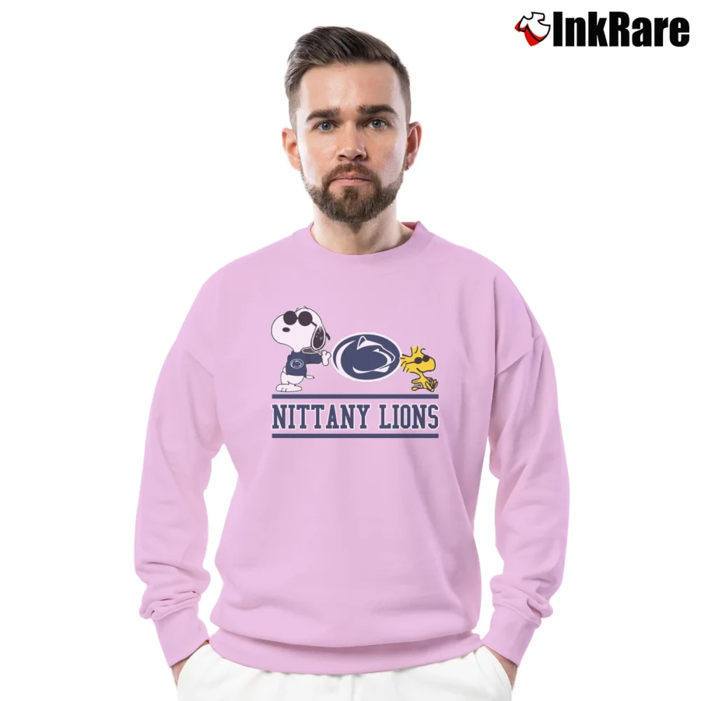 Men’s Snoopy Penn State Nittany Lions Gift Crewneck Sweatshirt in light pink | Cozy Fabric, Clean Style
