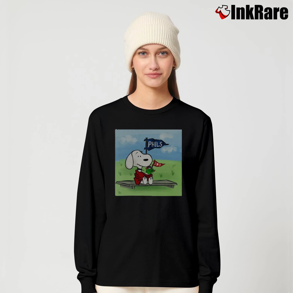 Women’s Snoopy Phanatic Philadelphia Phillies Long-Sleeve Top in black | Sleek, Versatile, All-Season