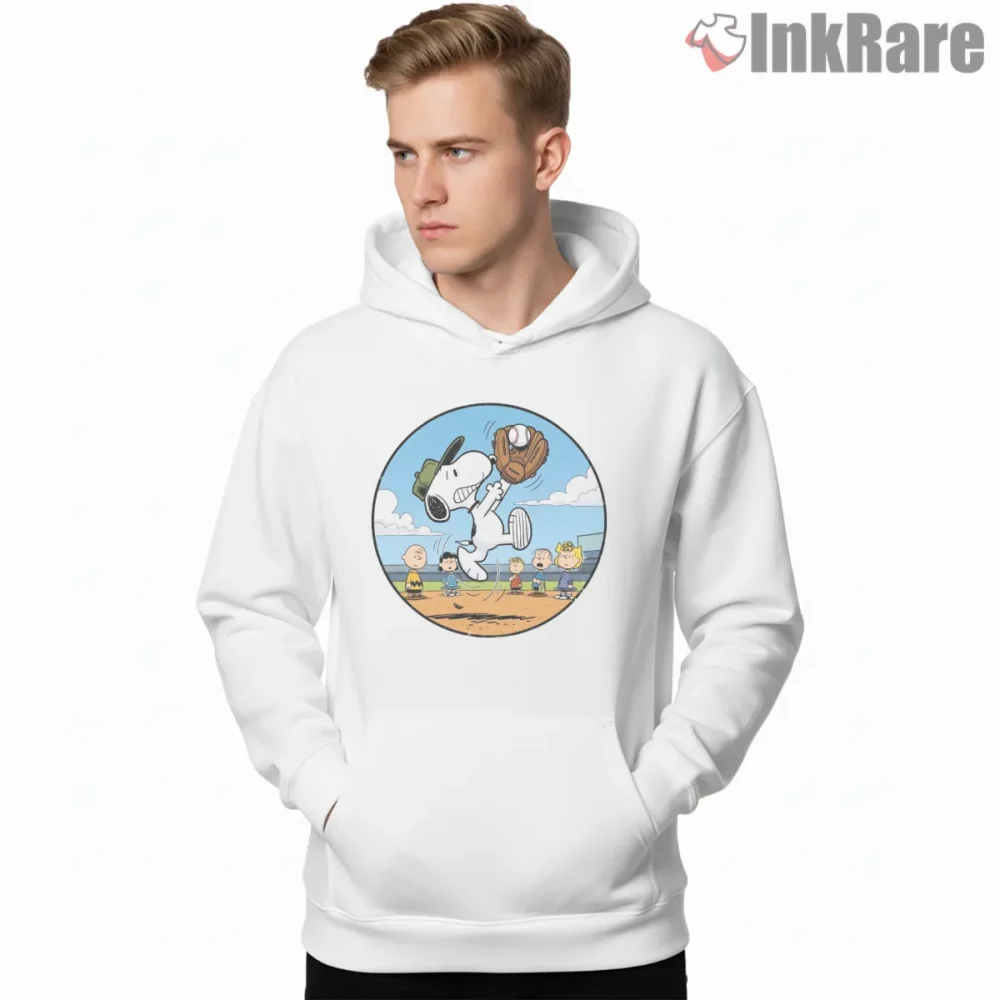 Snoopy Playing Baseball Classic Game Day Shirt on white hoodie for men graphic tee