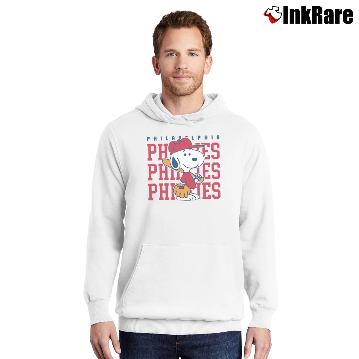 Snoopy Playing Baseball Philadelphia Phillies Men’s Pullover Hoodie in white – Ultimate Warmth Men’s Snoopy Playing Baseball Philadelphia Phillies Pullover Hoodie in white | Cozy, Durable, Modern Fit