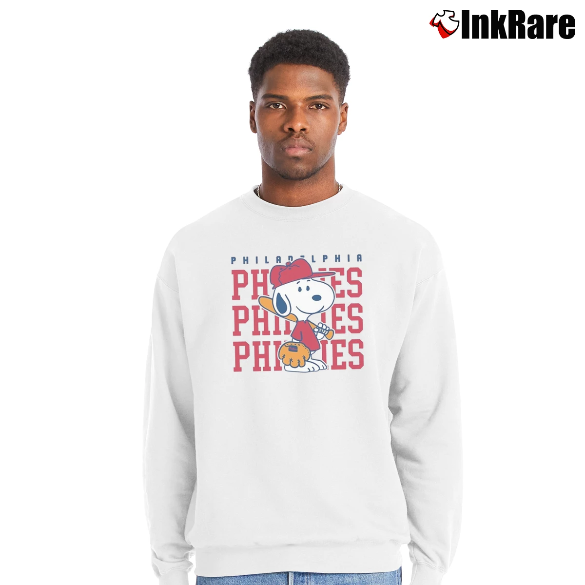 Snoopy Playing Baseball Philadelphia Phillies Men’s Crewneck Sweatshirt in white – Soft & Durable Men’s Snoopy Playing Baseball Philadelphia Phillies Crewneck Sweatshirt in white | Cozy Fabric, Clean Style