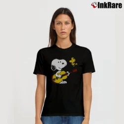 Women’s Snoopy Playing Guitar T-Shirt in black | Soft, Flattering Fit