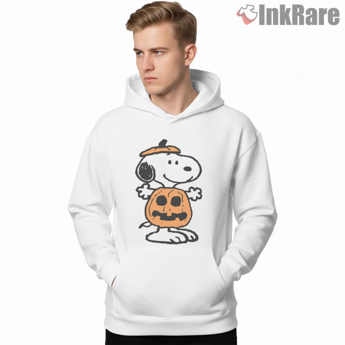 Snoopy Pumpkin Costume Halloween Shirt on white hoodie for men graphic tee
