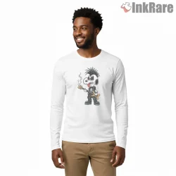 Snoopy Punk Rock Guitar Rebel Shirt on white long sleeve shirt for men graphic tee