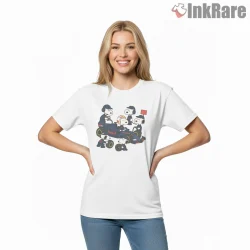 Snoopy Racing Car Pit Crew Action Shirt on white short sleeve shirt for women graphic tee