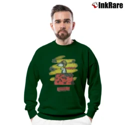 Men’s Snoopy Red Baron Dorney Park Promo Crewneck Sweatshirt in forest green | Cozy Fabric, Clean Style