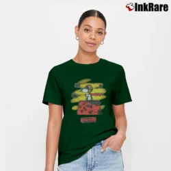 Women’s Snoopy Red Baron Dorney Park Promo Signature T-Shirt in forest green | Soft, Flattering Fit