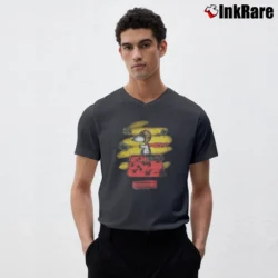 Men’s Snoopy Red Baron Dorney Park Promo V-Neck Tee in charcoal | Sharp, Breathable, Everyday Staple