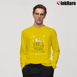 Men’s Snoopy Relaxing Dog House Christmas Lights Long-Sleeve Shirt in yellow | Sleek, Lightweight, Year-Round Wear