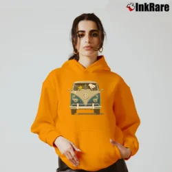 Women’s Snoopy Ride Volkswagen Bus Cozy Hoodie in orange | Warm, Structured, Stylish