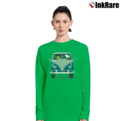 Women’s Snoopy Ride Volkswagen Bus Long-Sleeve Top in irish green | Sleek, Versatile, All-Season